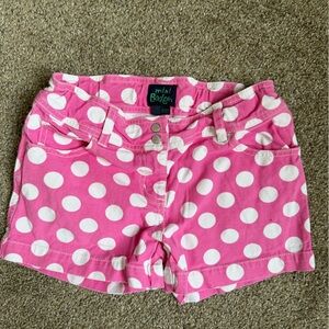 Mini Boden Pink Polka Dot Jean Shorts